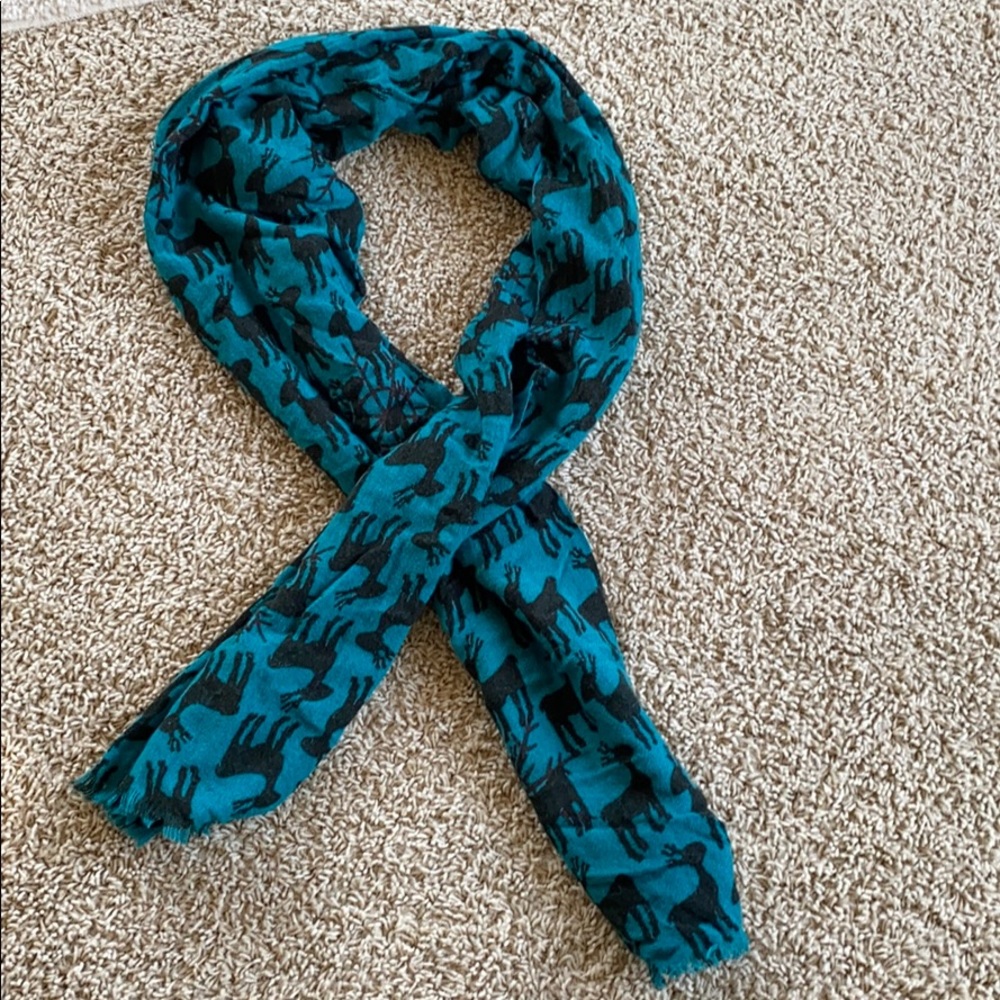 Blue Scarf Moose Print